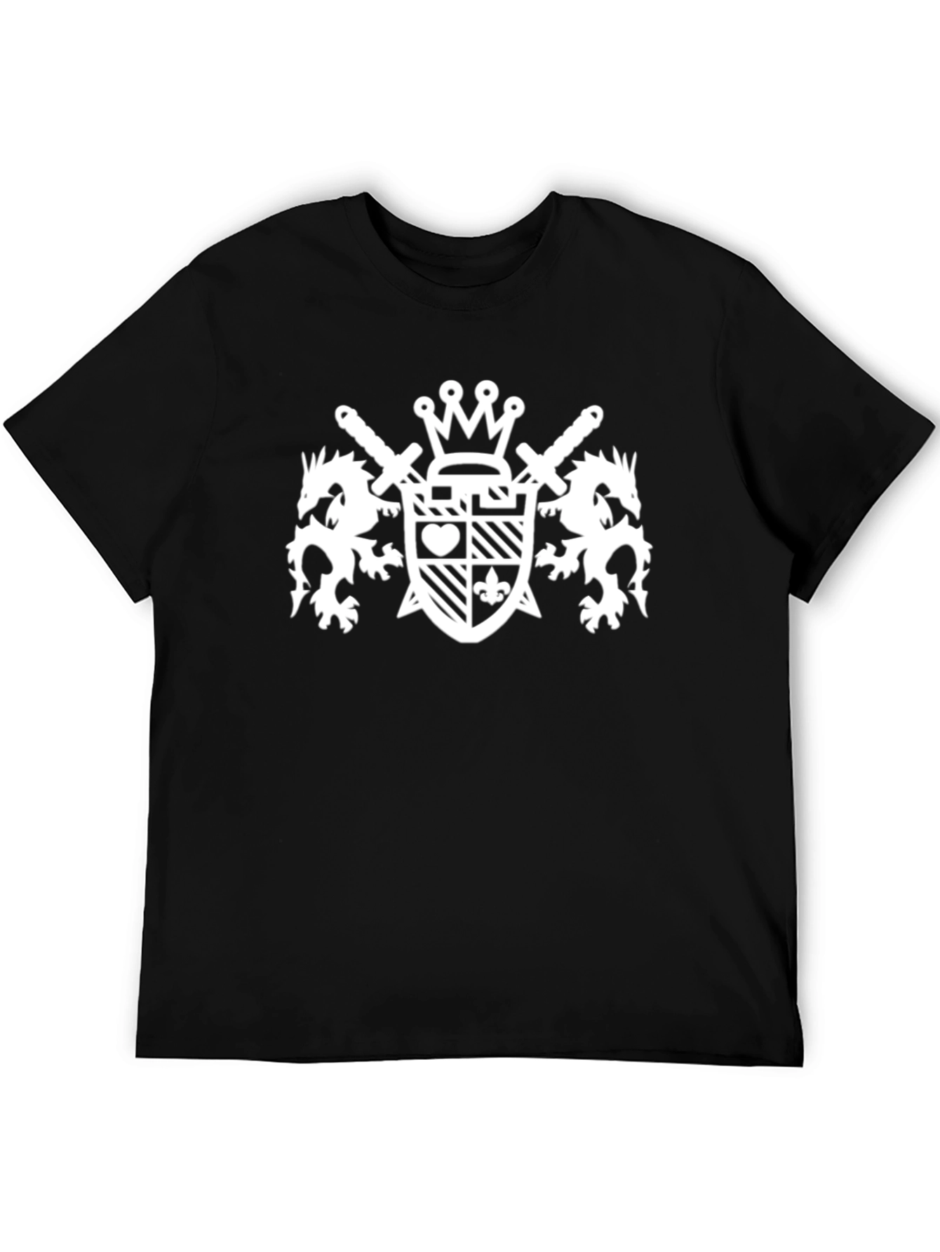Black T-Shirt with White Crest Graphic