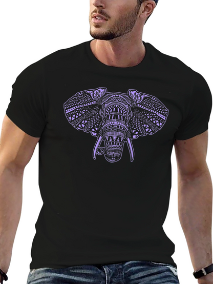 Elephant Graphic Print Black Tee