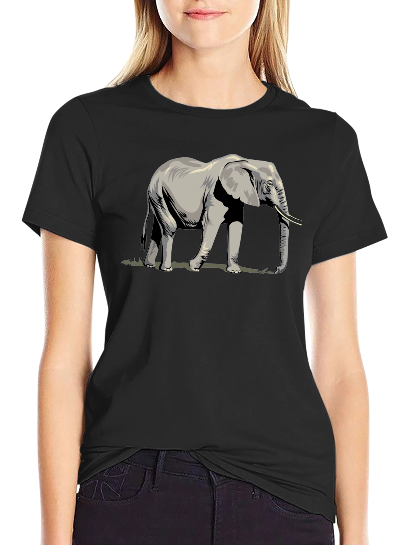 Elephant Graphic Tee - Black Casual T-Shirt