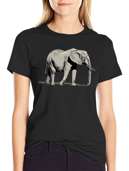 Elephant Graphic Tee - Black Casual T-Shirt