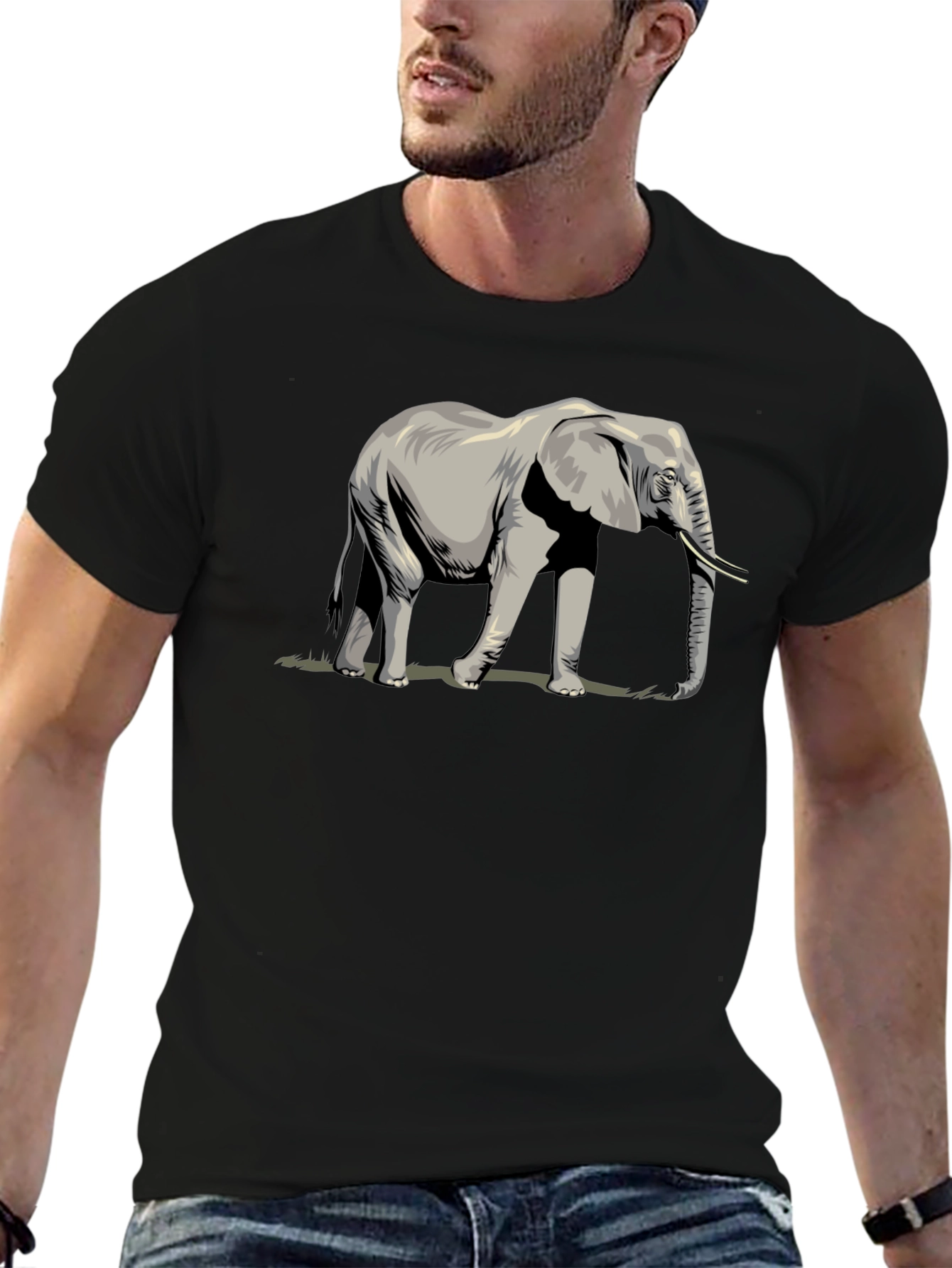 Elephant Graphic Tee - Black Casual T-Shirt
