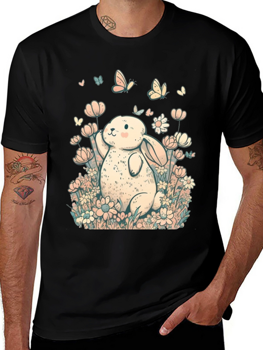 Cute Bunny Floral Graphic T-Shirt