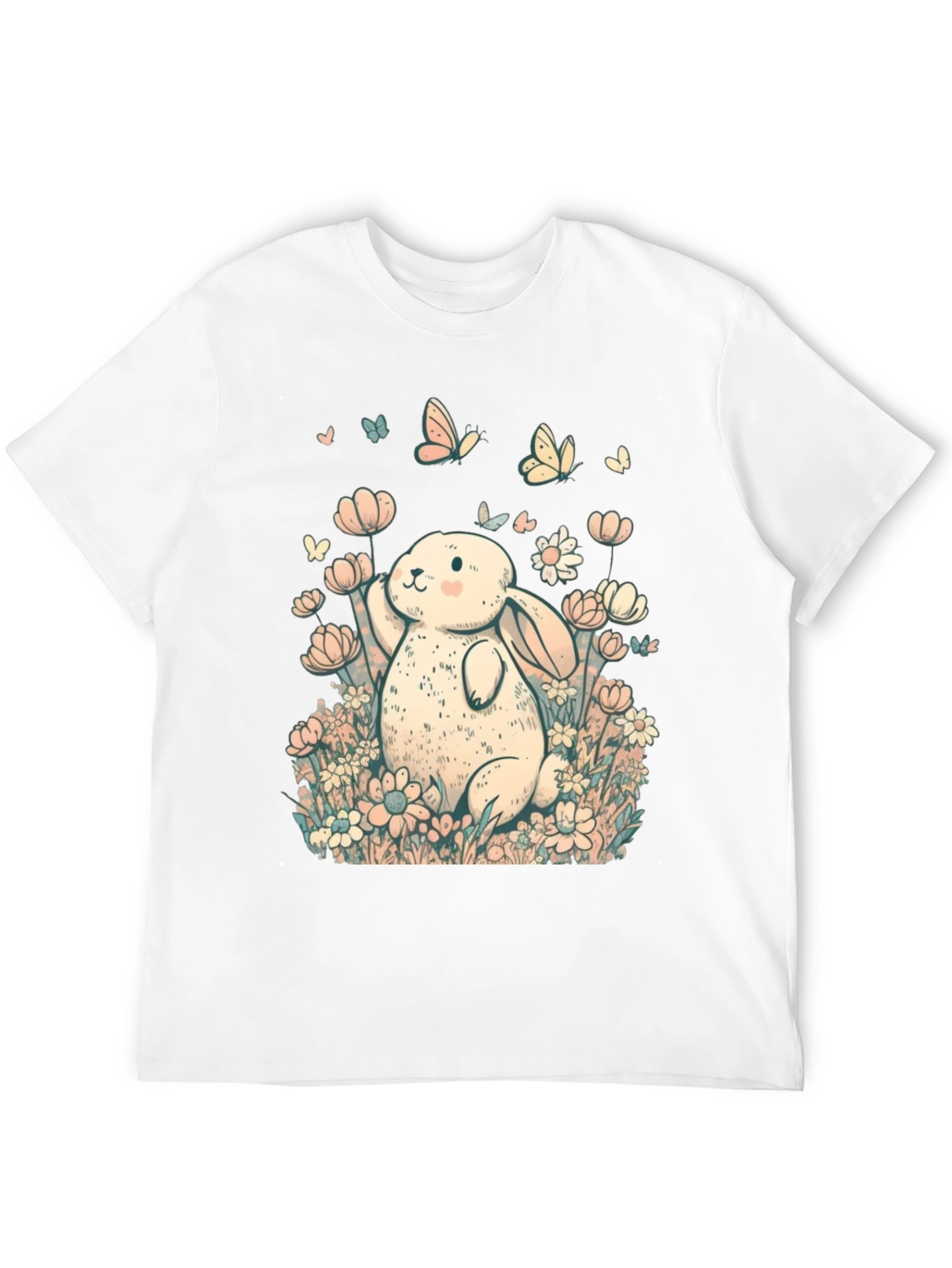Cute Bunny Floral Graphic T-Shirt