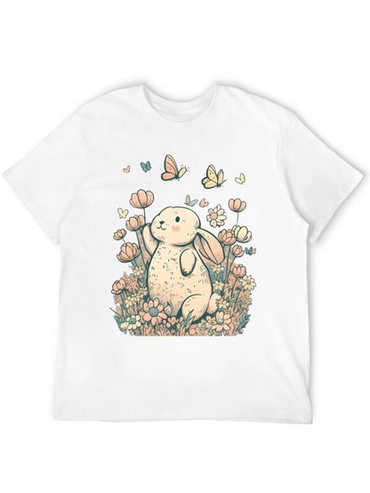 Cute Bunny Floral Graphic T-Shirt