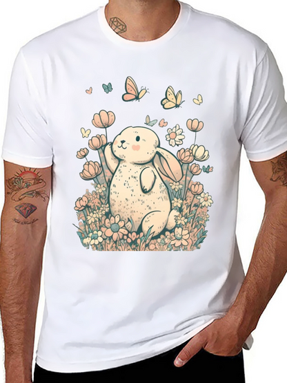 Cute Bunny Floral Graphic T-Shirt
