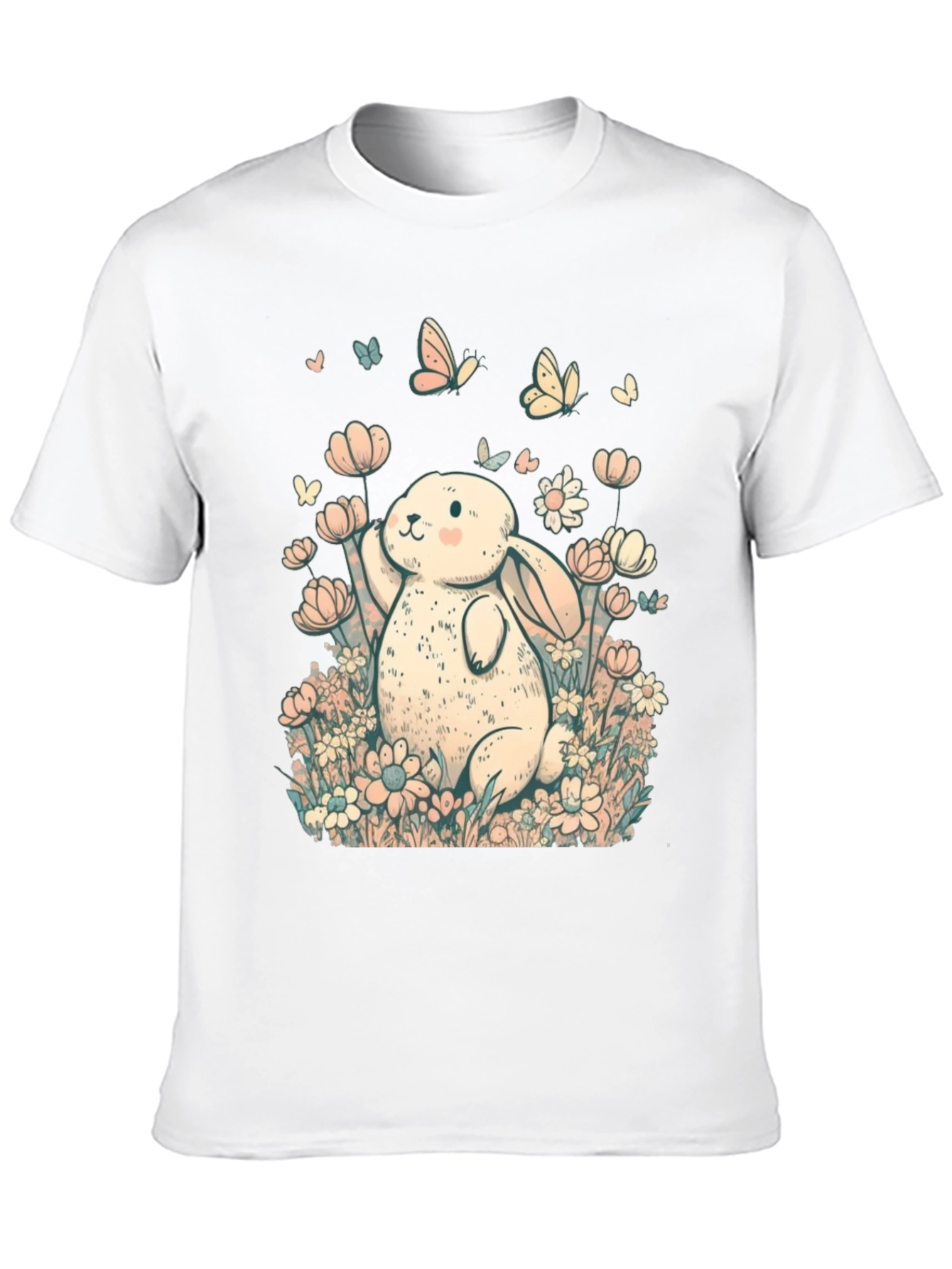 Cute Bunny Floral Graphic T-Shirt