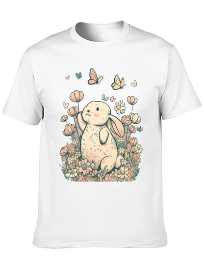 Cute Bunny Floral Graphic T-Shirt
