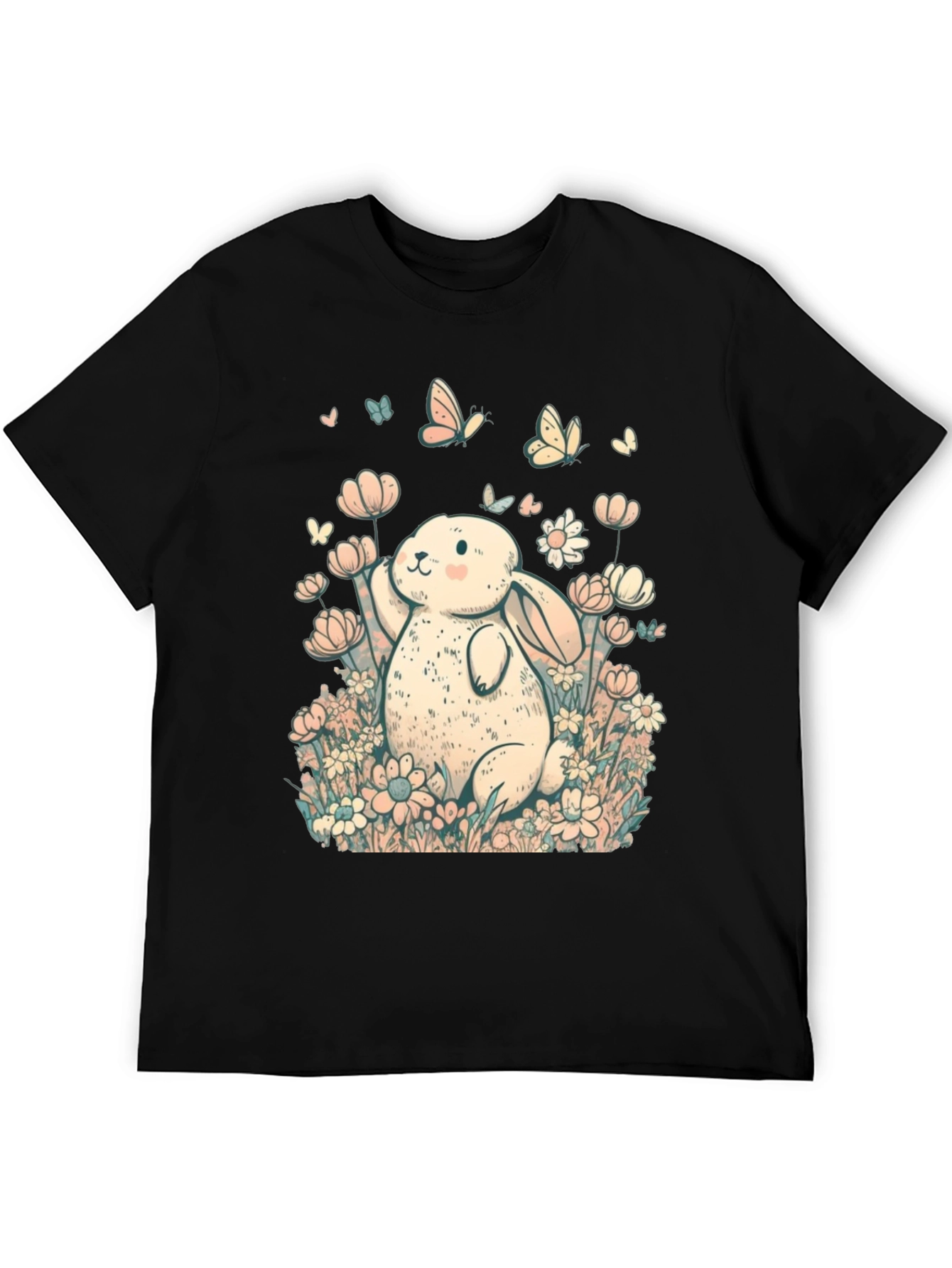 Cute Bunny Floral Graphic T-Shirt