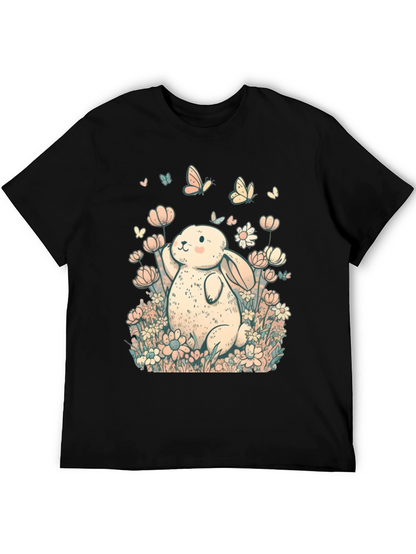 Cute Bunny Floral Graphic T-Shirt