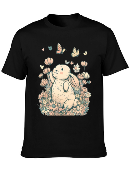 Cute Bunny Floral Graphic T-Shirt