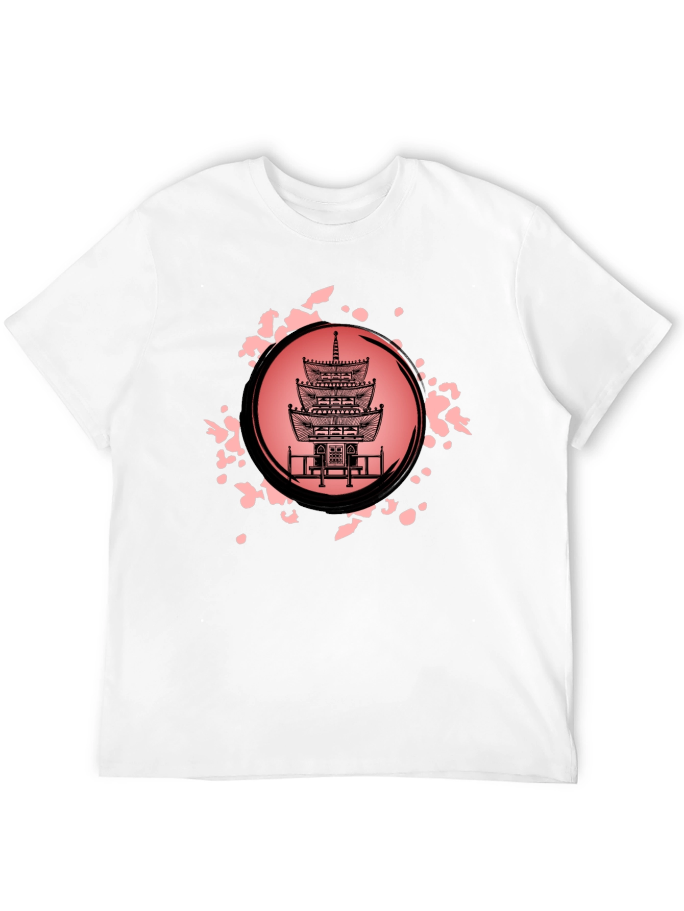 Pagoda Print Black T-Shirt for Men
