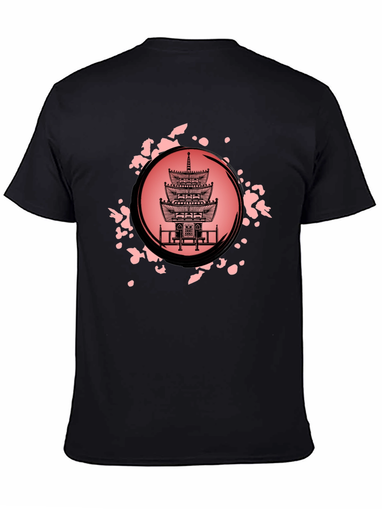 Pagoda Print Black T-Shirt for Men