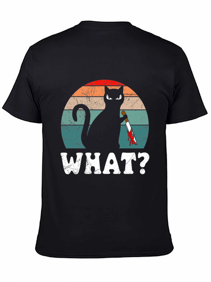 Cat With Knife T-Shirt - WHAT? Funny Graphic Tee