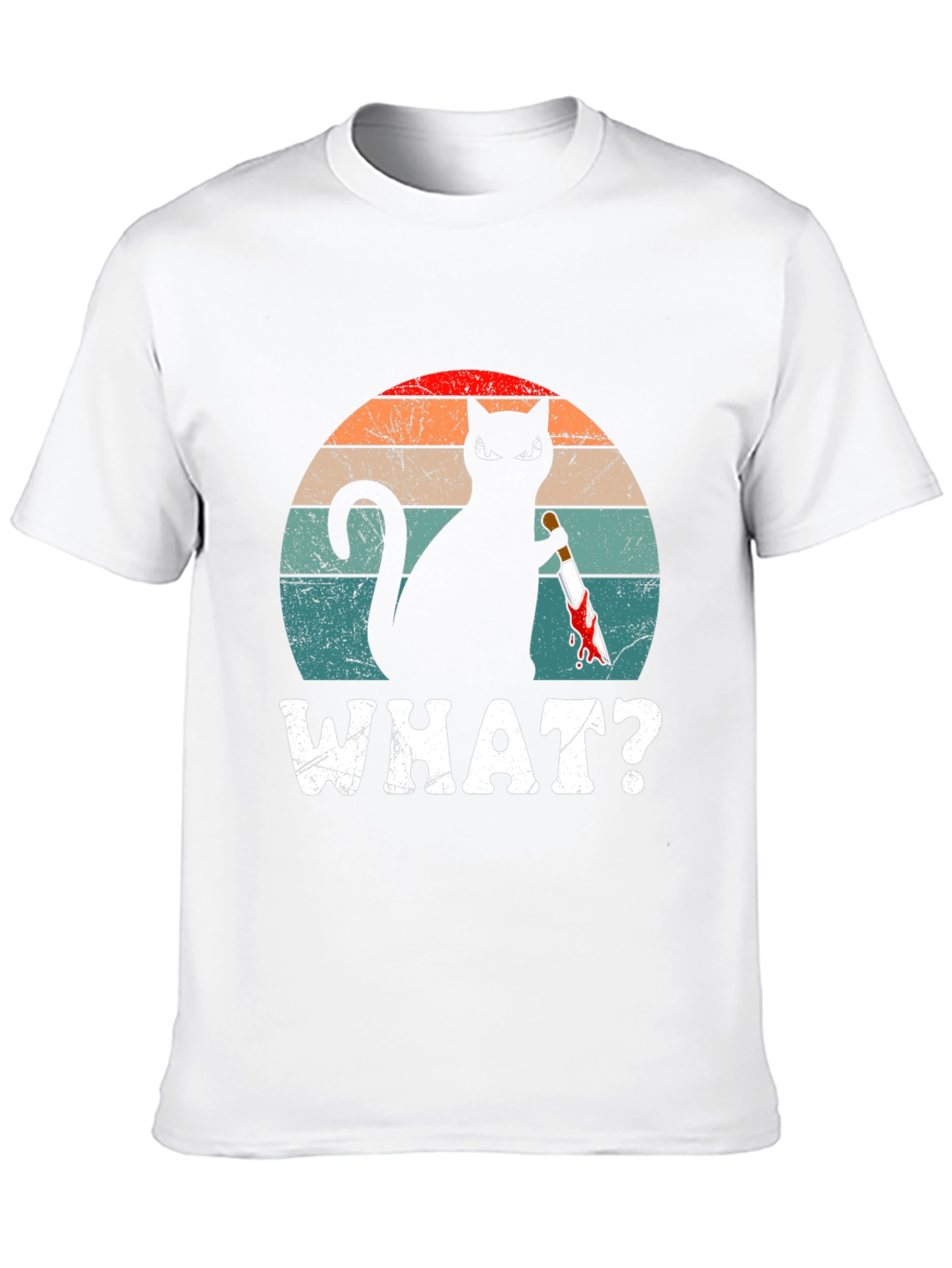 Cat With Knife T-Shirt - WHAT? Funny Graphic Tee