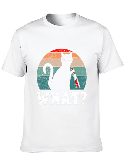 Cat With Knife T-Shirt - WHAT? Funny Graphic Tee