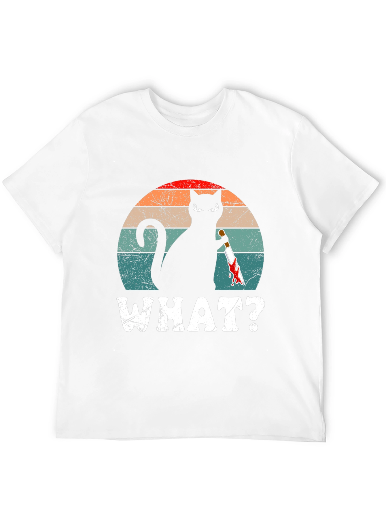 Cat With Knife T-Shirt - WHAT? Funny Graphic Tee