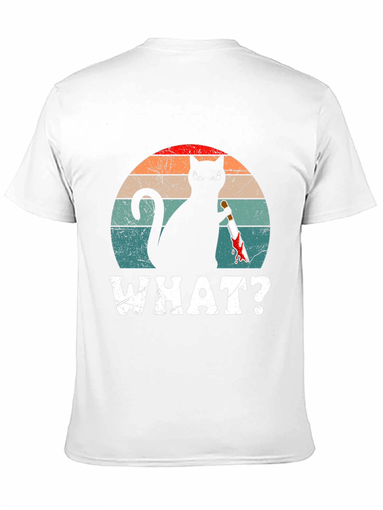 Cat With Knife T-Shirt - WHAT? Funny Graphic Tee