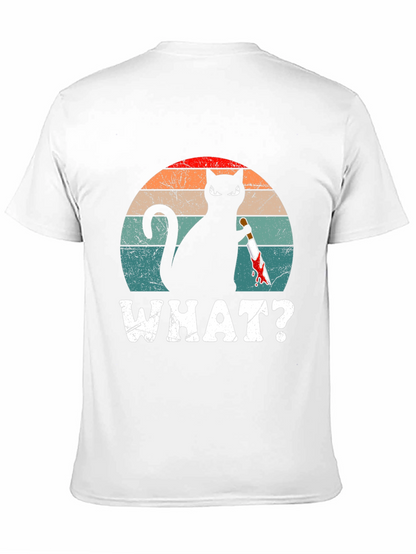 Cat With Knife T-Shirt - WHAT? Funny Graphic Tee