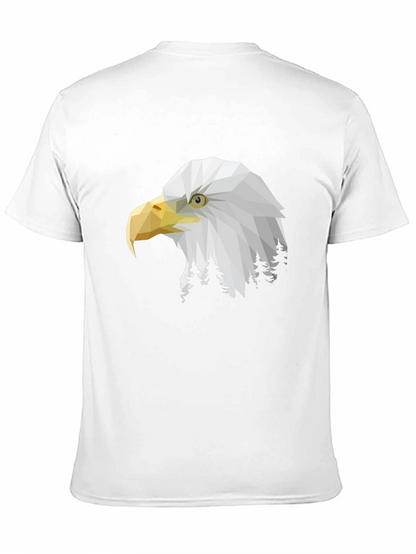 Geometric Eagle Head Graphic Print Black T-Shirt