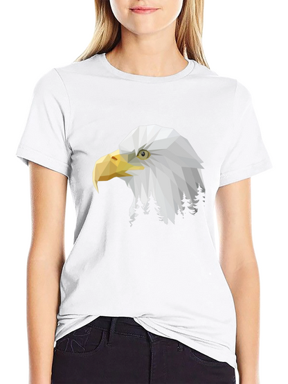 Geometric Eagle Head Graphic Print Black T-Shirt