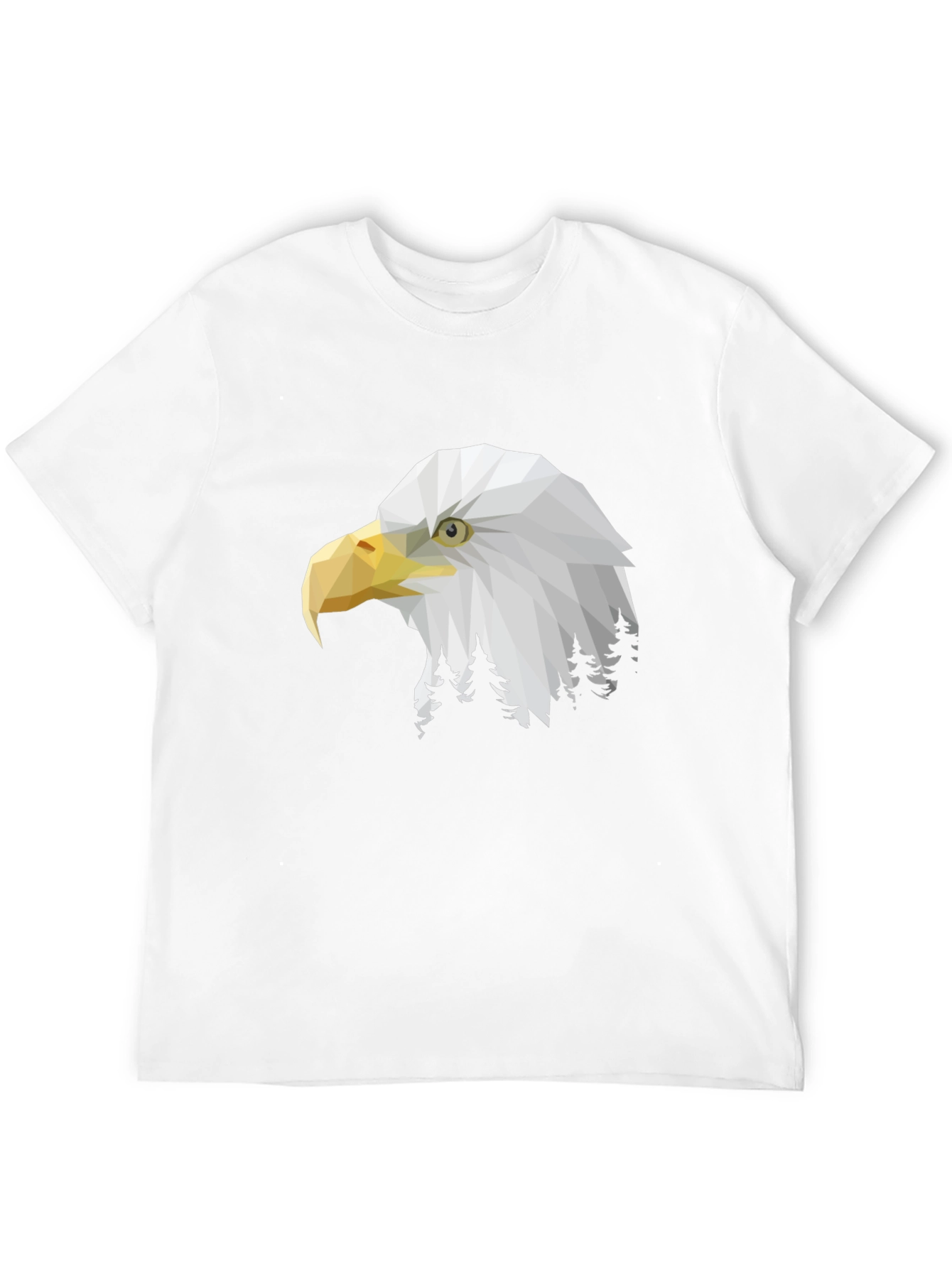Geometric Eagle Head Graphic Print Black T-Shirt
