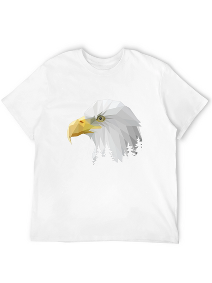 Geometric Eagle Head Graphic Print Black T-Shirt