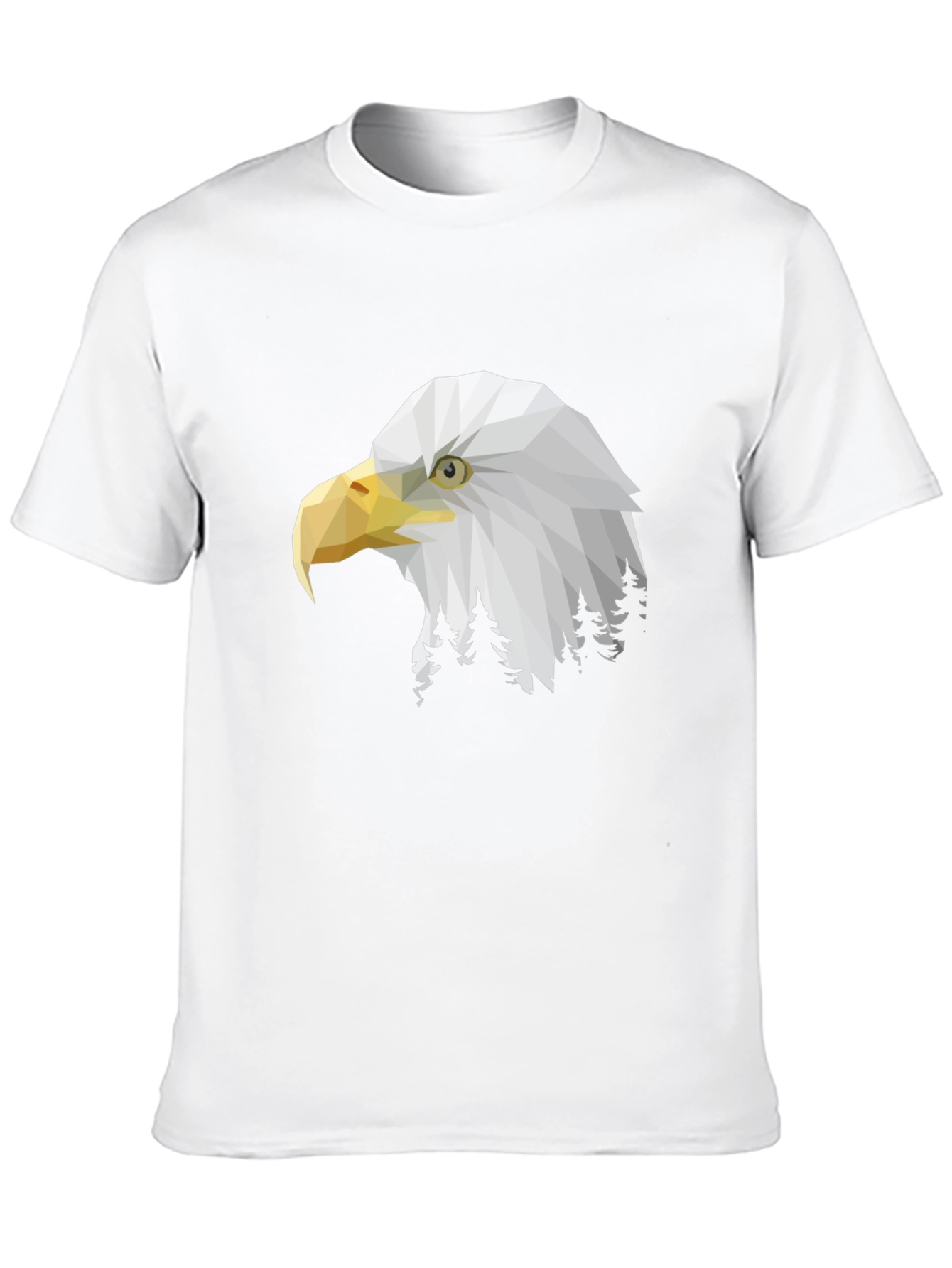 Geometric Eagle Head Graphic Print Black T-Shirt