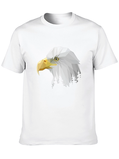 Geometric Eagle Head Graphic Print Black T-Shirt
