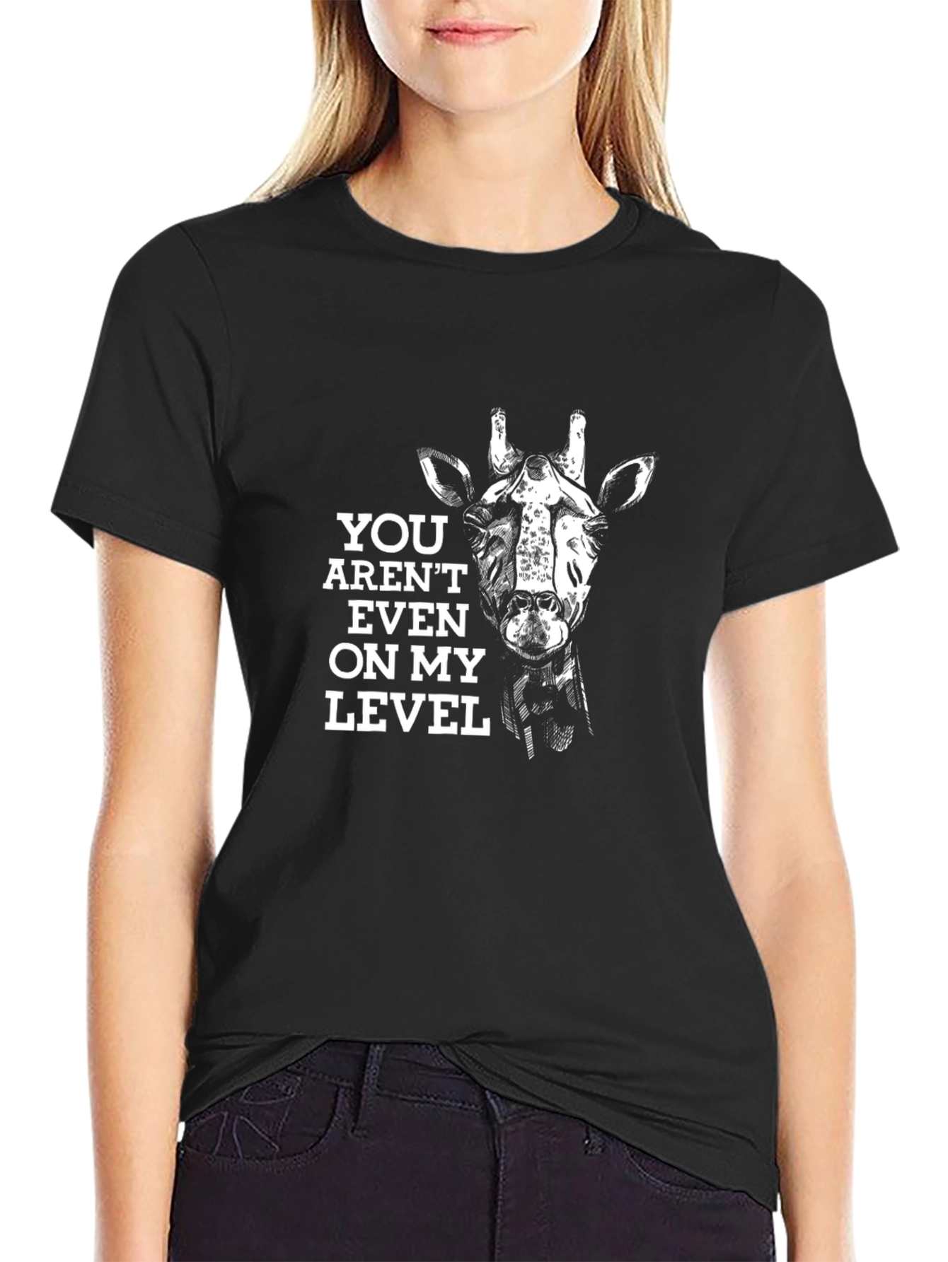 Giraffe Level Mens Black Graphic Tee