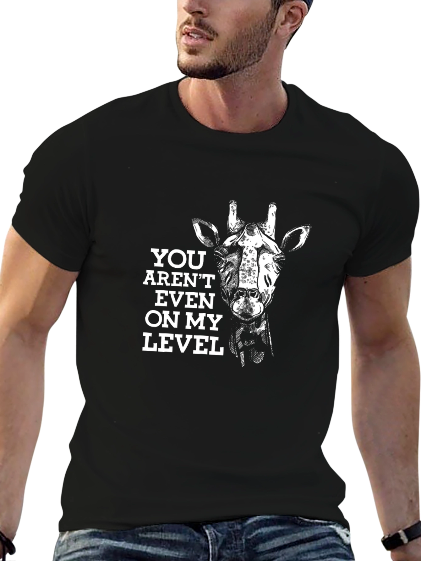 Giraffe Level Mens Black Graphic Tee