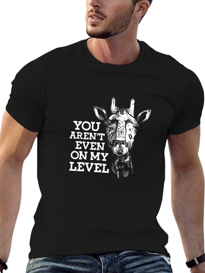Giraffe Level Mens Black Graphic Tee
