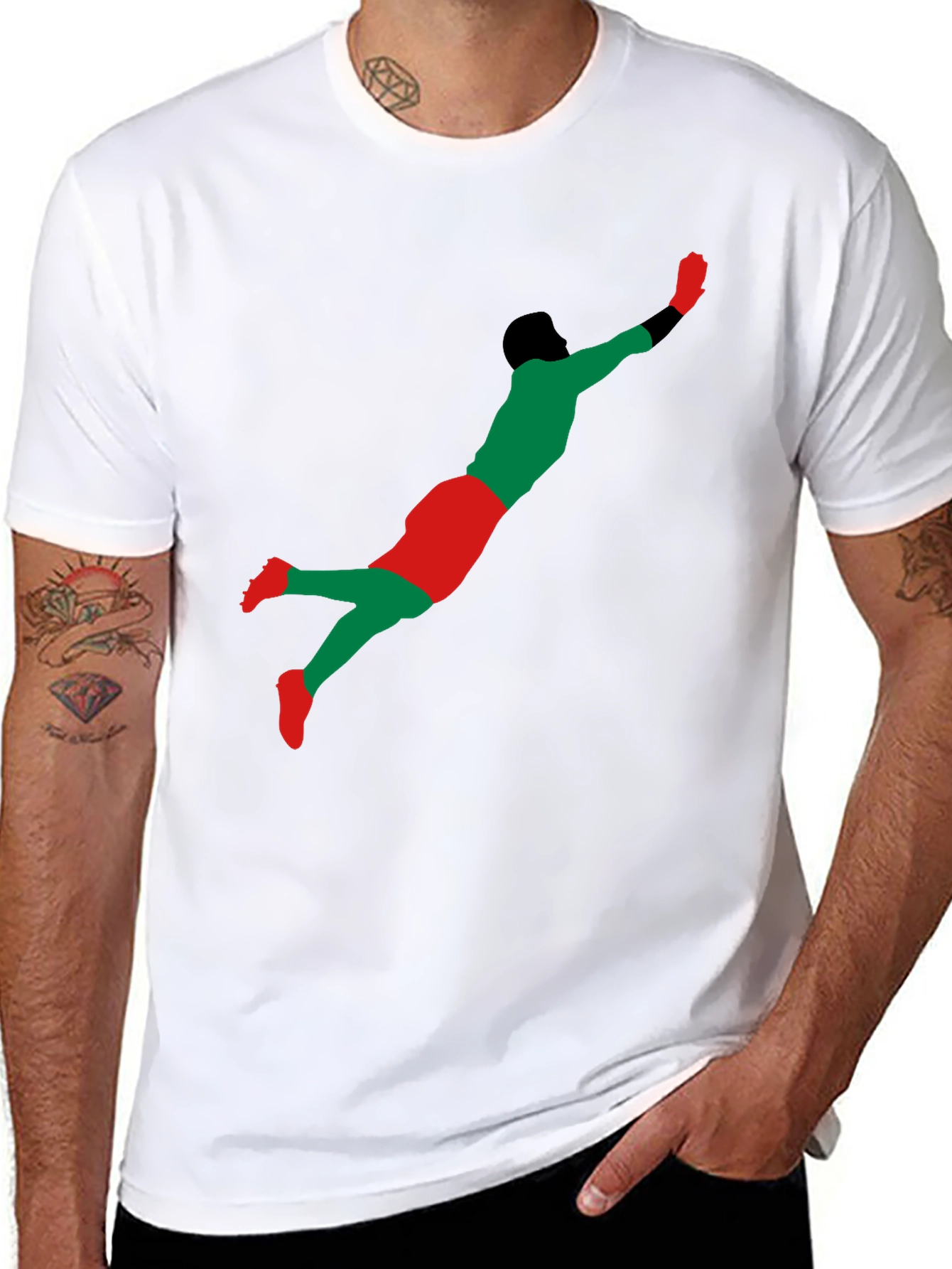 Goalkeeper Dive Graphic T-Shirt - Black