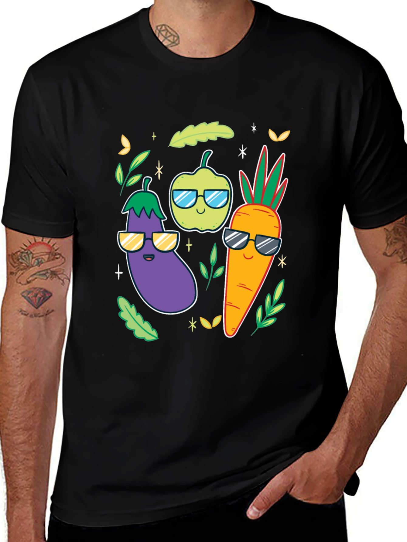 Cool Veggies Black T-Shirt
