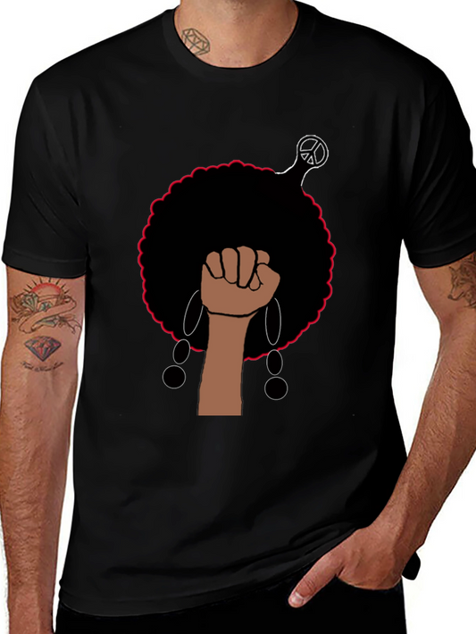 Empowered Afro Fist Graphic Tee - Black
