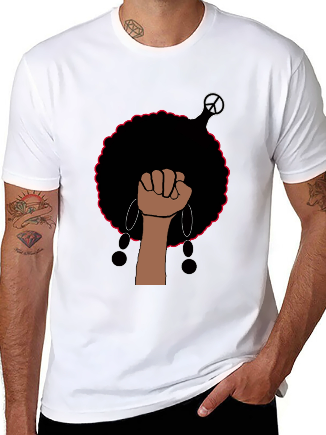 Empowered Afro Fist Graphic Tee - Black