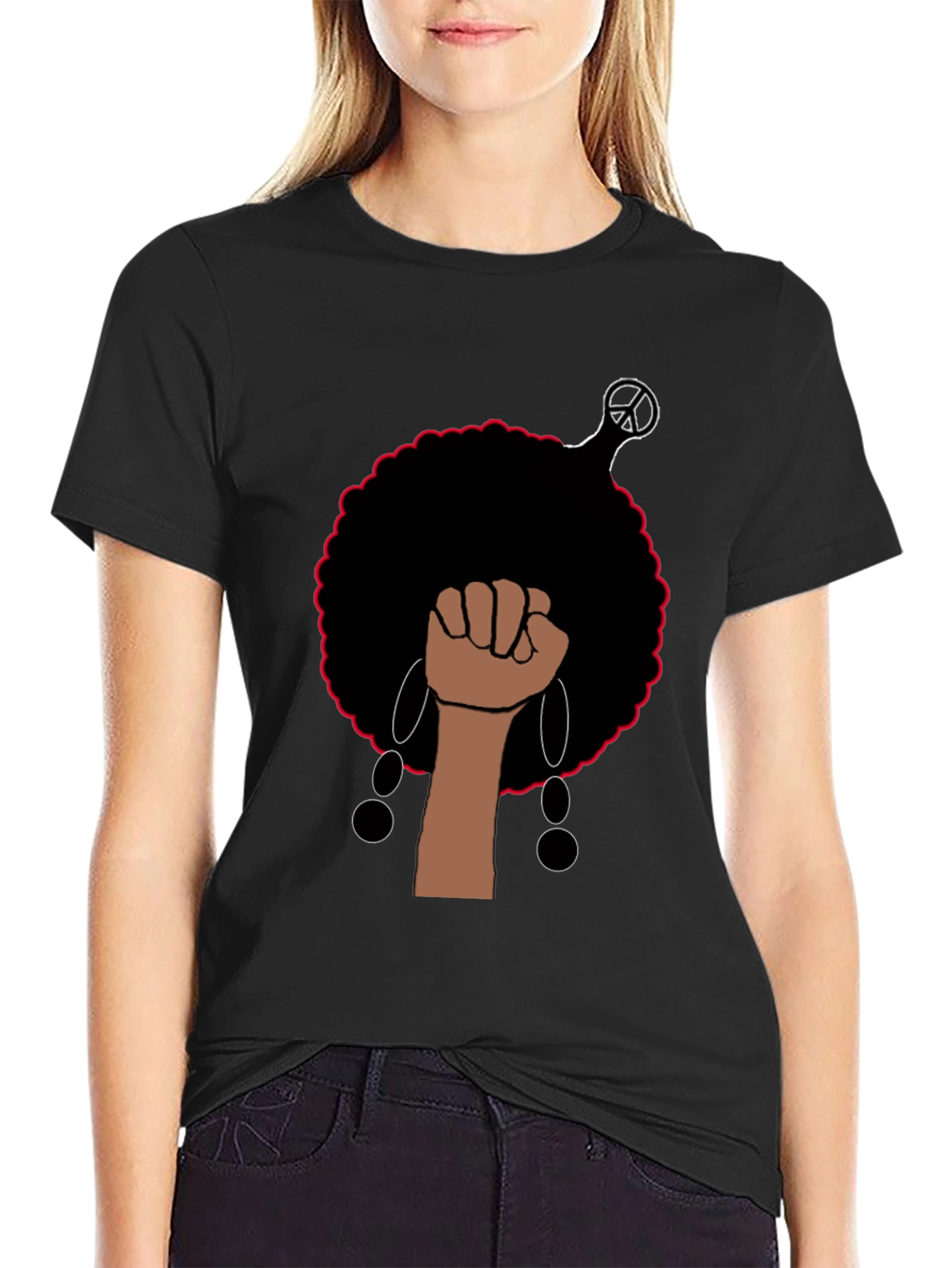 Empowered Afro Fist Graphic Tee - Black