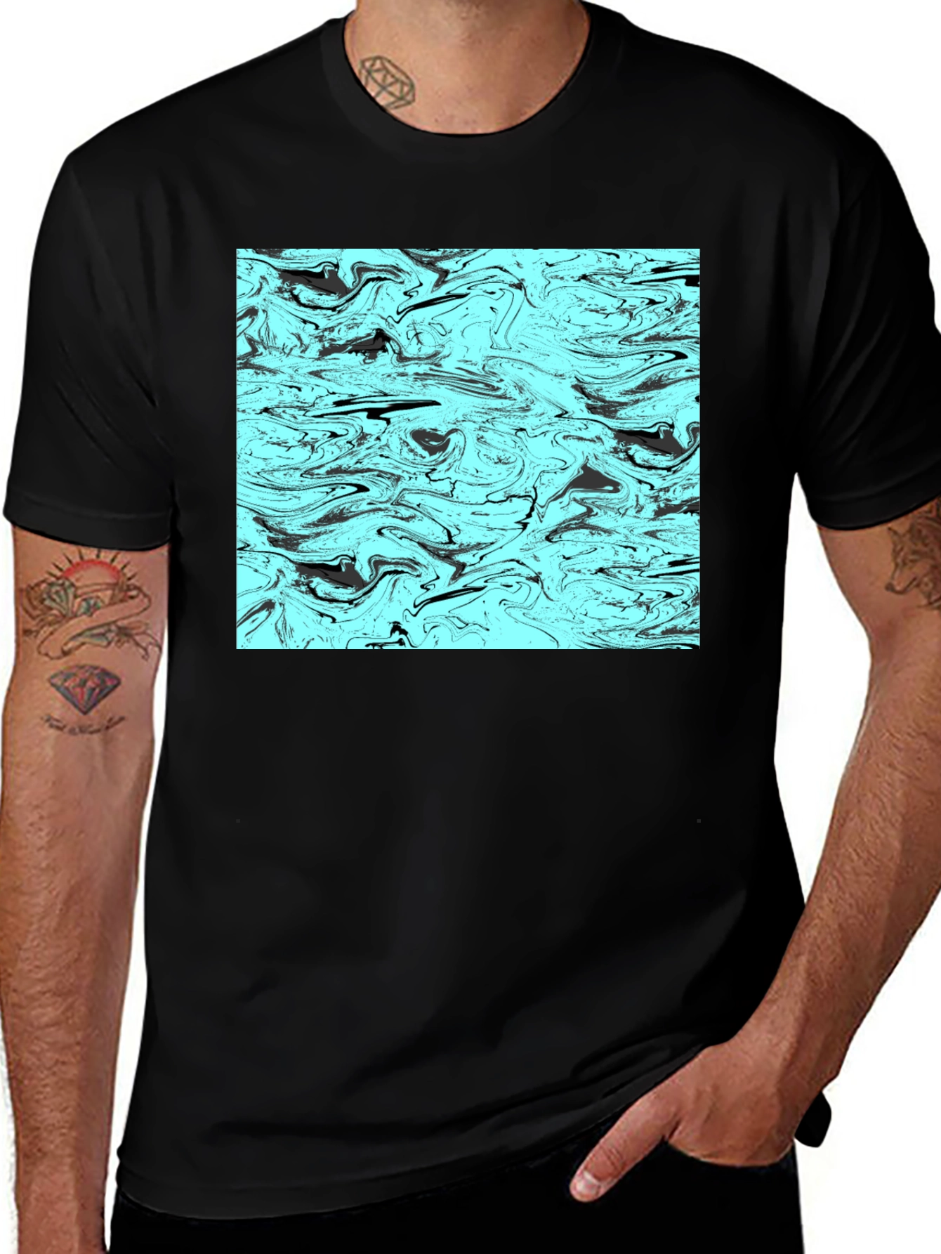 Abstract Swirl Graphic Tee - Mens Black T-Shirt