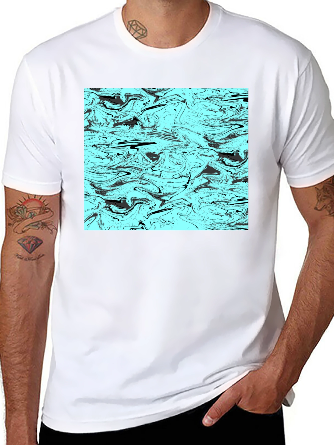 Abstract Swirl Graphic Tee - Mens Black T-Shirt
