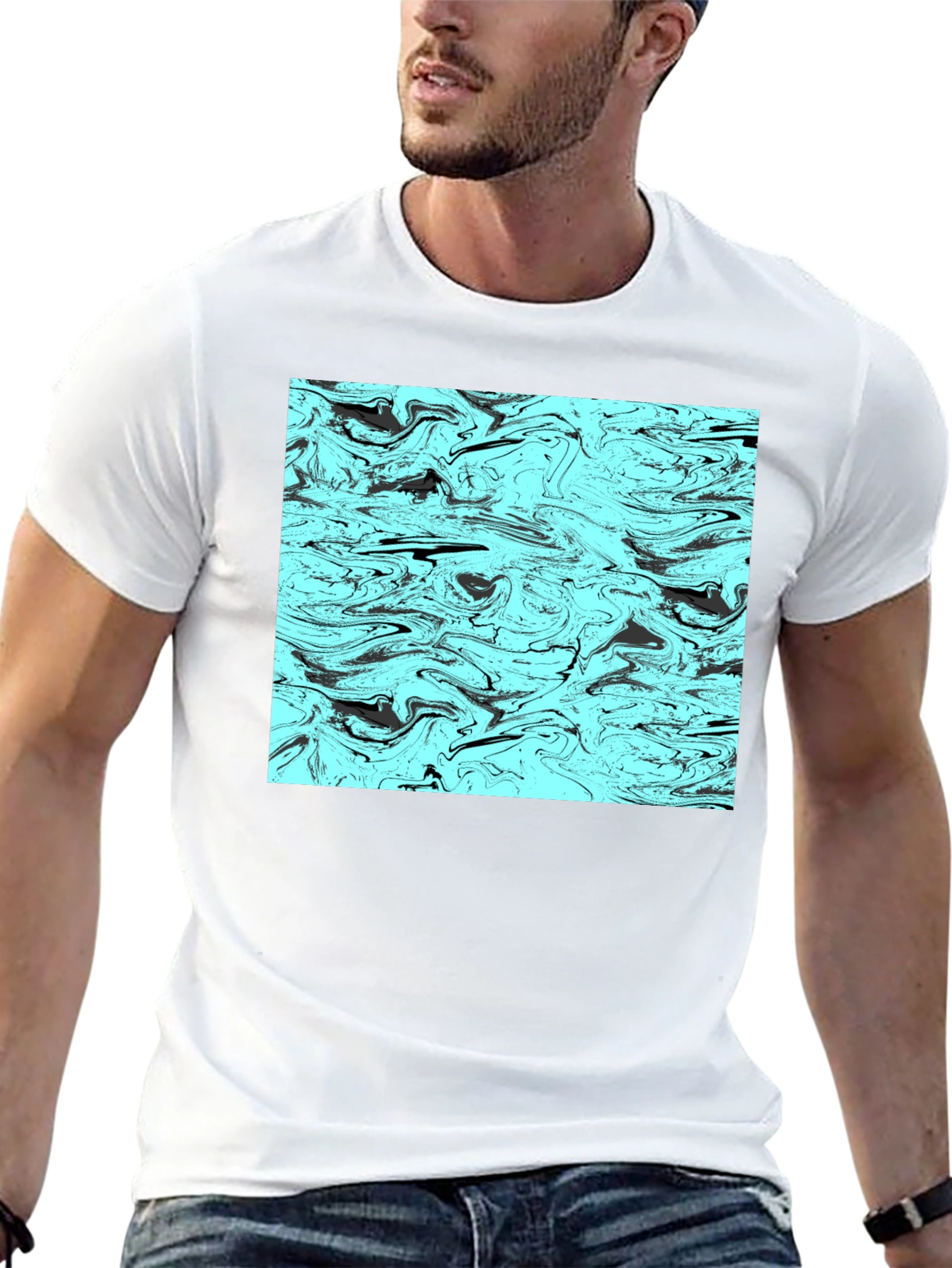 Abstract Swirl Graphic Tee - Mens Black T-Shirt