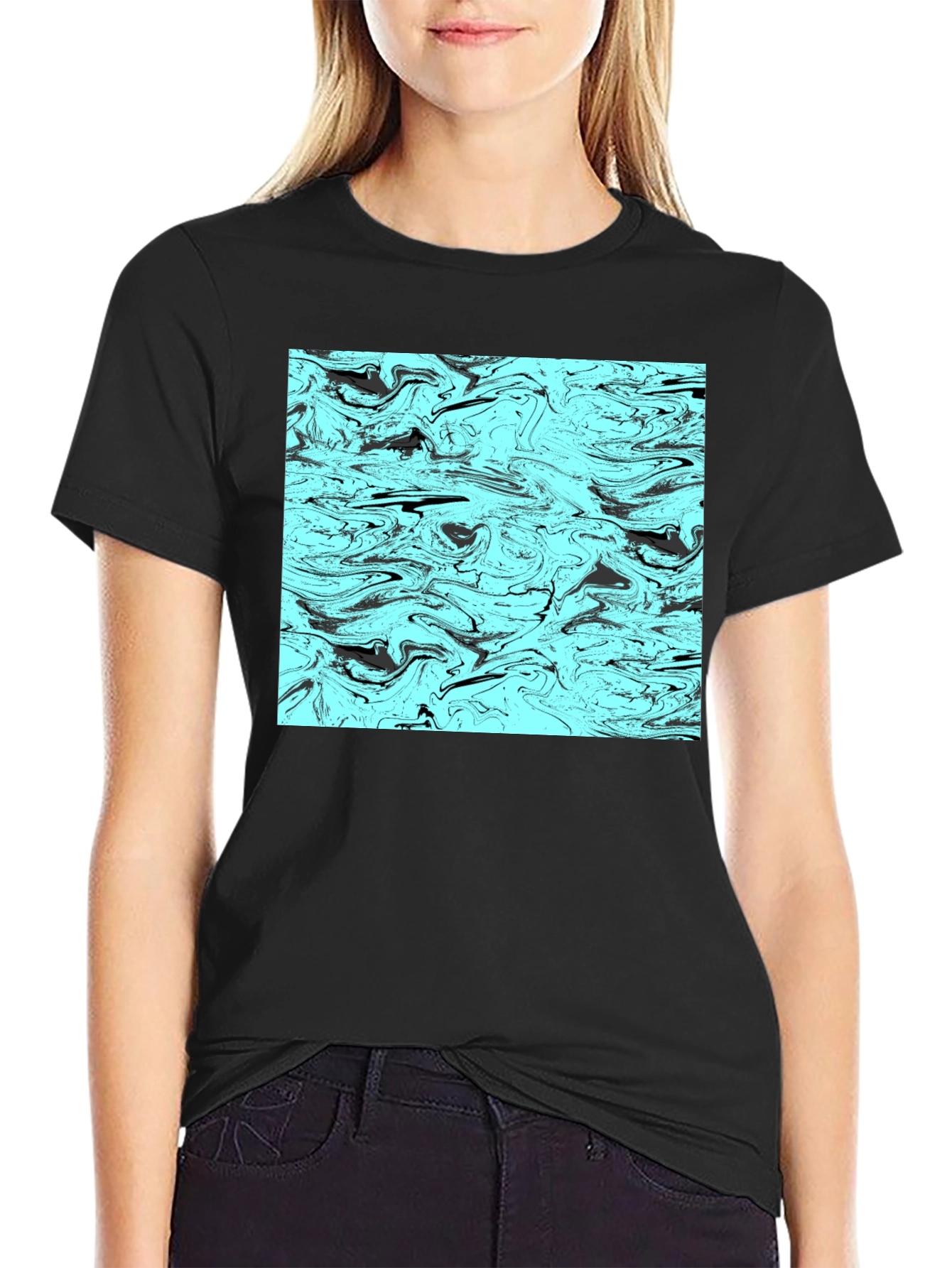 Abstract Swirl Graphic Tee - Mens Black T-Shirt