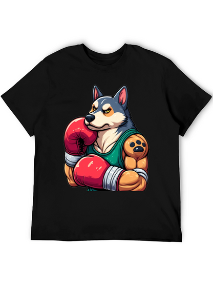 Boxer Dog Graphic Tee - Mens Black T-Shirt