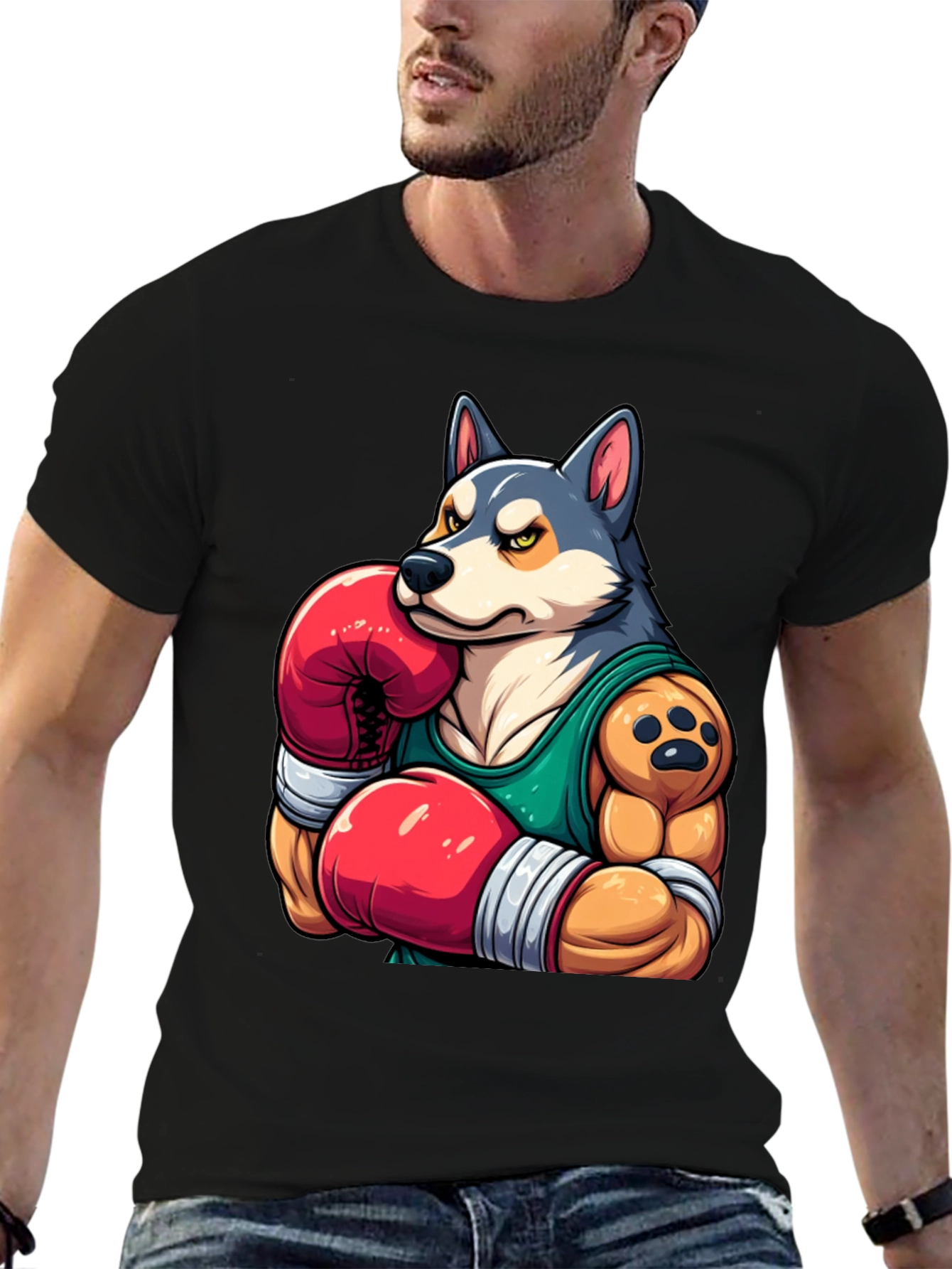 Boxer Dog Graphic Tee - Mens Black T-Shirt