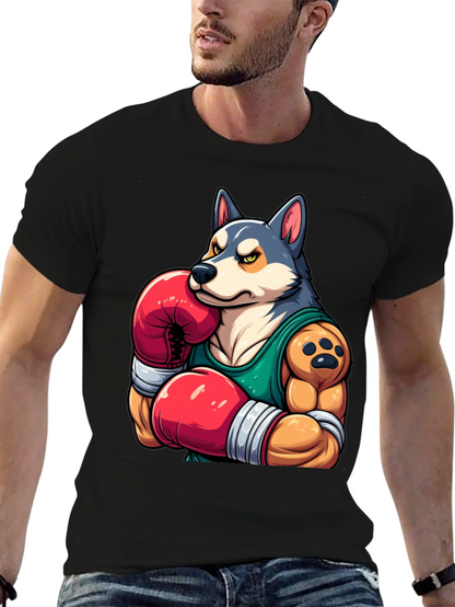 Boxer Dog Graphic Tee - Mens Black T-Shirt