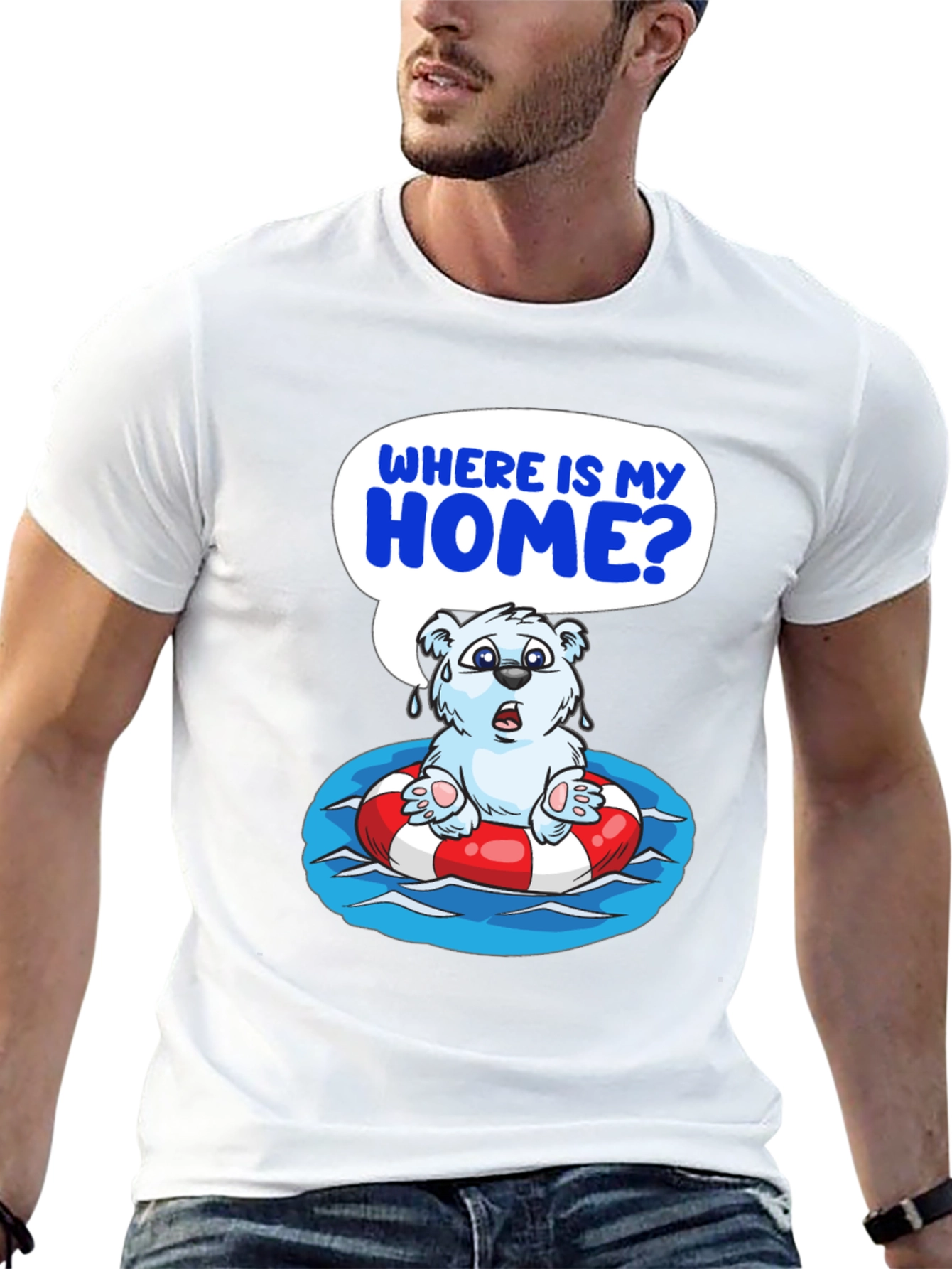 Distressed Polar Bear T-Shirt - Save the Arctic