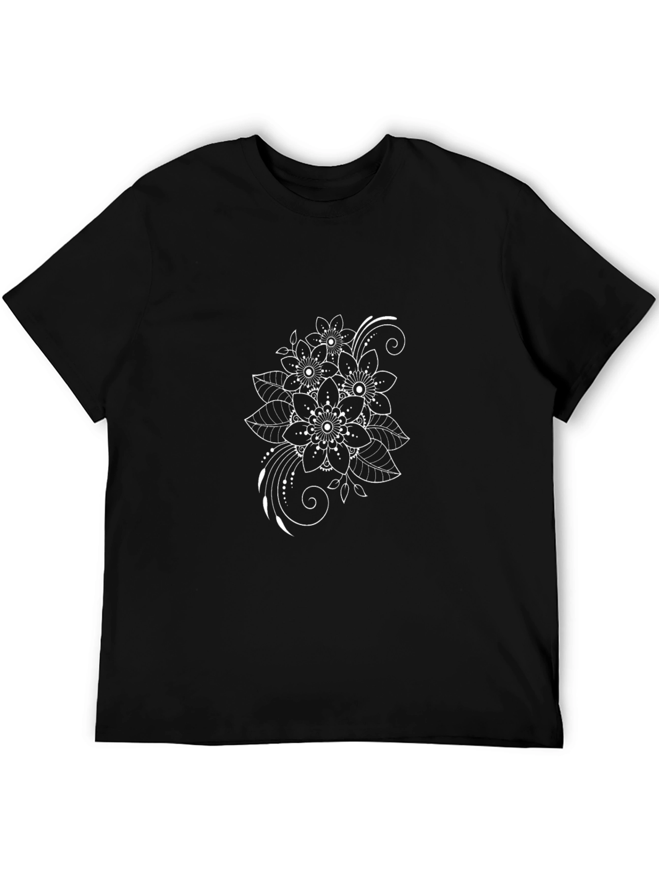 Floral Print Black T-Shirt - Stylish Casual Wear