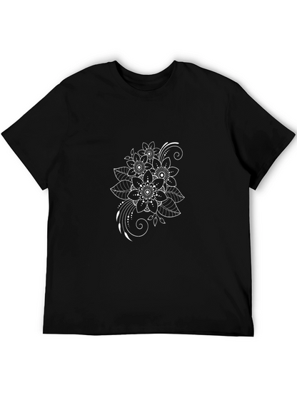 Floral Print Black T-Shirt - Stylish Casual Wear