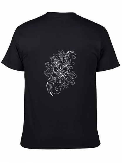 Floral Print Black T-Shirt - Stylish Casual Wear