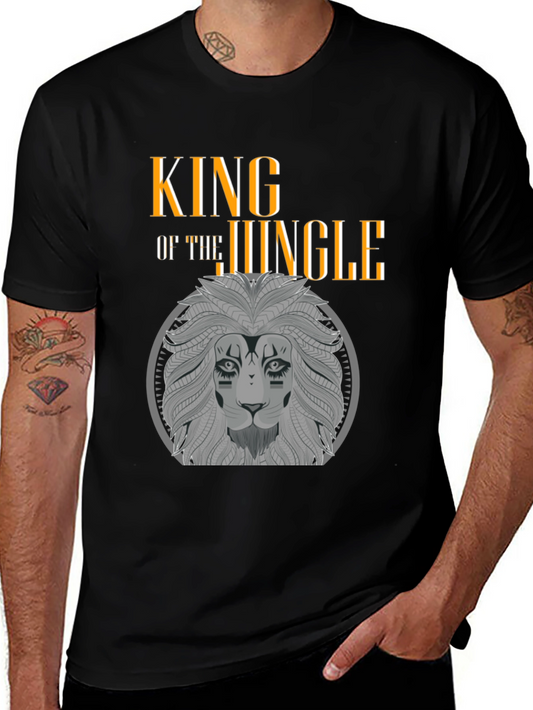 King of the Jungle Lion Graphic Black T-Shirt