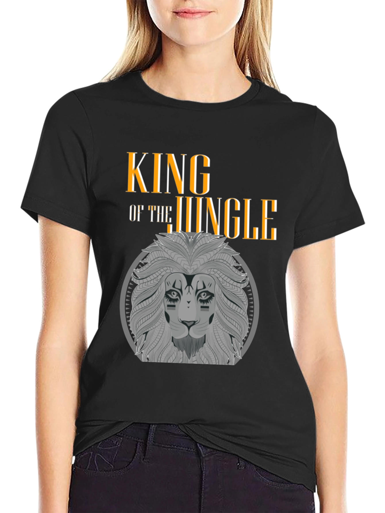 King of the Jungle Lion Graphic Black T-Shirt