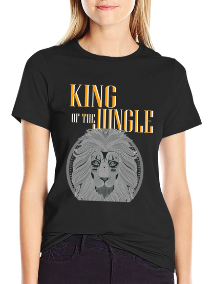 King of the Jungle Lion Graphic Black T-Shirt
